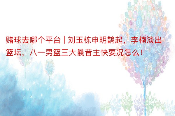 赌球去哪个平台 | 刘玉栋申明鹊起，李楠淡出篮坛，八一男篮三大曩昔主快要况怎么！